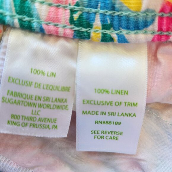 Lilly Pulitzer Taron Linen Tropical Print Lounge Pants Summer Vacation Casual - Picture 7 of 9